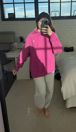 Champion Hoodie Pink Reverse Weave Sweatshirt thumbnail 1