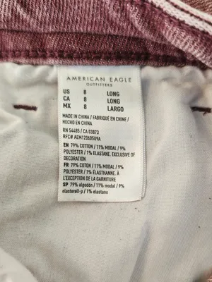 American Eagle Burgundy Pink Dyed Distressed Jeans Size 8 Long thumbnail 11