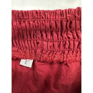 Cottagecore Red Smocked V-Neck Balloon Sleeve 100%‎ Cotton Mini Dress Sz L Boho thumbnail 5