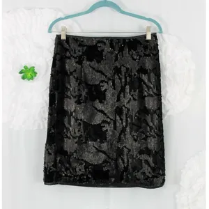 Romeo and Juliet Couture Black Velvet Sequin Skirt Pencil Straight Size MED thumbnail 3