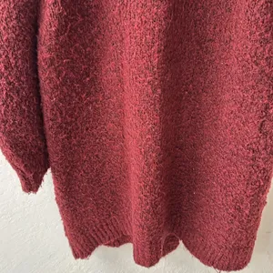 Anthropologie Red Long Line Open Front Sherpa Teddy Cardigan No Pockets M thumbnail 9