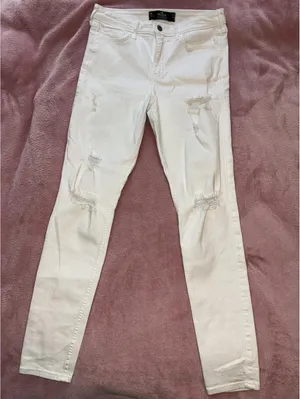 Hollister White High-Rise Super Skinny Distressed Jeans - Size 29 thumbnail 4