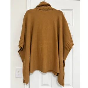 H&M Camel Brown Cowl Neck Poncho Sweater Cape Oversized One Size thumbnail 4