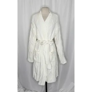BEACH RIOT Rinna Chenille Robe Cream Cable Knit Belted Pockets X-Small Small thumbnail 2