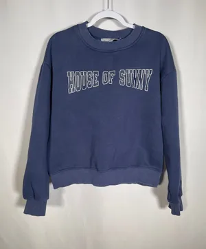House Of Sunny Womens Navy Blue Crewneck Sweatshirt Large thumbnail 1