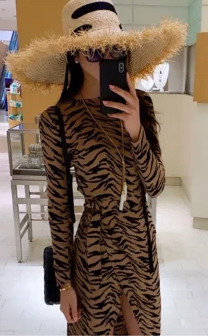Reformation Maurita Midi Dress in Rajah Animal Print Center Cut Out NWT Size 8 thumbnail 2