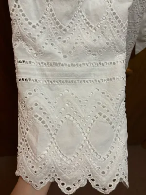 Express White Strapless Jumpsuit Eyelet Design Wide Crop Leg thumbnail 6