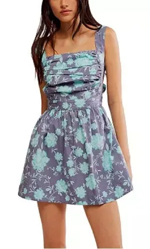 Free People Meet Me In Maui Printed Mini Dress Womens Size Large thumbnail 1