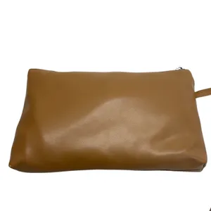 Missnine Faux Leather Cosmetic Bag Brown Zipper Pouch Travel Makeup Case NEW thumbnail 5