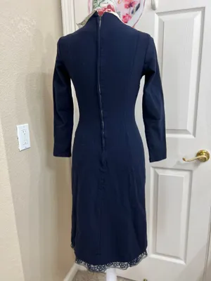 Workers Union Ladies Garment Vintage Chic Navy Double-Breasted Long Sleeve Dress size S thumbnail 3