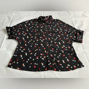 Vince Camuto Black Button-Up Blouse with Red, White‎ & Blue Polka Dots thumbnail 10
