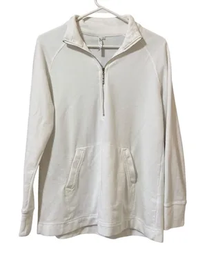 Lulu-B Women Size Medium Waffle Knit‎ Top 1/2 Zip Preppy Athleisure City Modern thumbnail 1