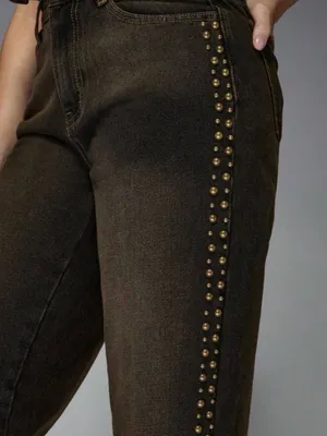 Missguided Faded Side Stud Low Rise Loose Straight Jeans thumbnail 2