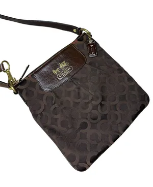 Y2K Coach Signature Op Art Madison Crossbody Bag in Brown Coach Monogram Purse thumbnail 1