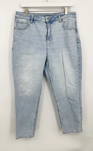 American Eagle Outfitters Strigid Mom Jeans Size 14 Short Light Wash thumbnail 1