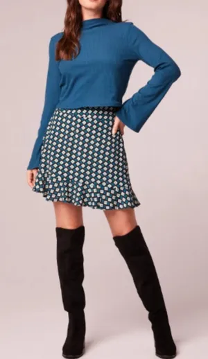 Band of Gypsies Colette Teal Geometric Mini Skirt Size M Cottagecore thumbnail 1