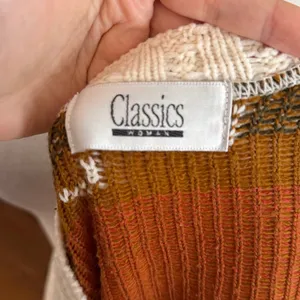 Classic Elements Vintage 90s Cream Fall Tone Orange Green Leaf Print Crewneck Sweater Whimsygoth thumbnail 4