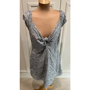 Abercrombie & Fitch Blue Floral Knot Front Mini Dress Size XL Babydoll Cottage thumbnail 2