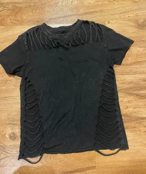 Black Cut Out T Shirt Size M thumbnail 1
