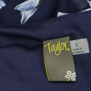 NWT Taylor Floral-Print Chiffon Smocked A-Line Dress 2835M 2 Navy Blue / Ivory thumbnail 8