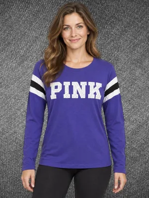 PINK Victoria’s Secret Purple Cotton Rhinestone Tee M thumbnail 2