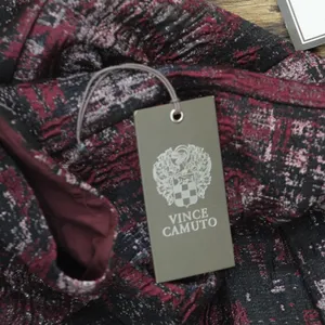 NWT Vince Camuto Womens Jacquard Fit & Flare Puff-Sleeve Dress Wine Red Multi 16 thumbnail 6