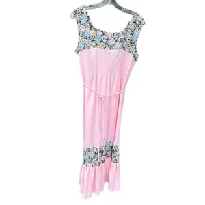 Vintage dress floral pink pleated top size 14 runs sm. thumbnail 2