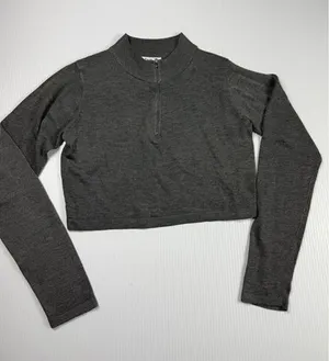 Aster Gray‎ Cropped Quarter Zip Long Sleeve Athletic Top Size S thumbnail 1