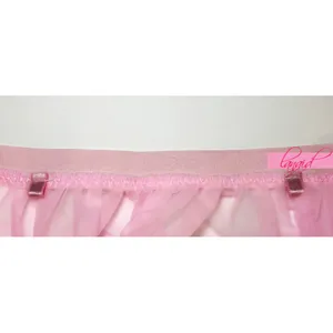 Macy's NEW SET Pink Tulle Mesh Sheer Layered Micro Mini Lace G-String Thong Garters L thumbnail 8
