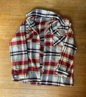 Button Up Shacket Red Size XL thumbnail 1