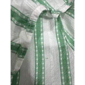 LOFT Green Striped Ruffle Long Sleeve Button Blouse M Cotton Top Peasant Modest thumbnail 7