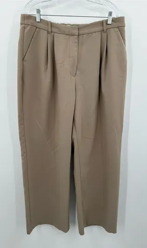 Abercrombie & Fitch Women's Sloane Tan Tailored Ultra-Wide Leg Pants‎ Size 16 thumbnail 1