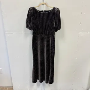 Karl Lagerfeld Paris Velvet Pinstripe Rhinestone Midi Maxi Dress Brown 8 Holiday thumbnail 3