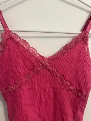 Laced Cropped Cami Pink thumbnail 2