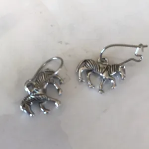 New zebra earrings in pewter half inch thumbnail 3