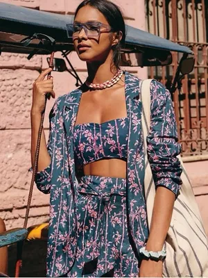 Free People Poolside Three Piece Set in Blue Combo thumbnail 1