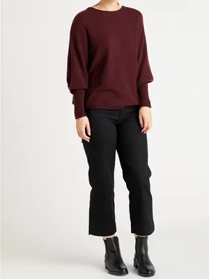 Quince Mongolian Cashmere Batwing Burgundy Oversized Dolman Sweater thumbnail 9
