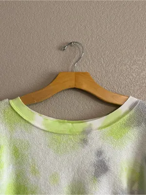 Free People Kelly Washed Citron Green Tie Dye Pullover thumbnail 4