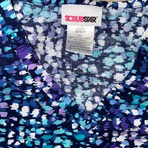 Scrubstar Blue and Purple Patterned Scrub Top thumbnail 3