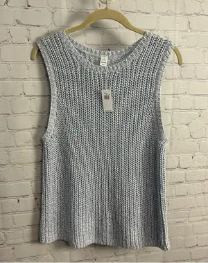 Old Navy New baby blue woven knit sweater vest ladies large preppy academia thumbnail 7