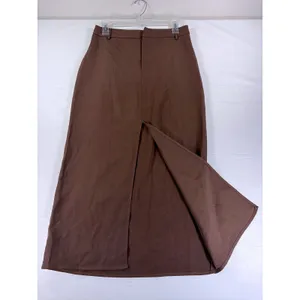 Cider Brown Front Slit Maxi Skirt High Waisted Brown Size Small Quiet Luxury thumbnail 8