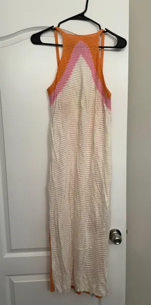 Petal and Pup Orange and Pink Crochet Swim Coverup thumbnail 1