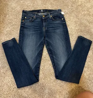 7 For All Mankind The Skinny Dark Wash Jeans Size 28 Squiggle Pocket Made in USA thumbnail 1