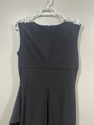 Alex Evenings Black Ruched Ruffle Dress Size 6 thumbnail 4