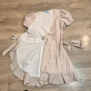 Draper James RSVP‎ Striped Puff Sleeve Wrap Dress Size Medium M Pink thumbnail 5
