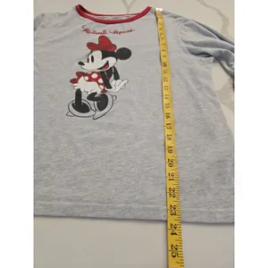 Disney Minnie Mouse Long Sleeve Ringer Shirt Womens M Grey Red Sparkle Graphic thumbnail 9