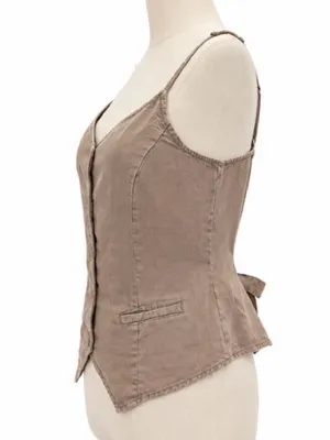 YFB Young Fabulous & Broke 100% Lyocell Taupe Button Front Cami Vest Size Small thumbnail 2