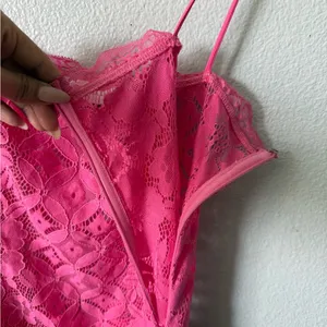 Meshki Hot Pink Lace Slip Mini Dress Size Large Satin Lace Party Date Night thumbnail 7