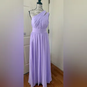 Azazie One-Shoulder Lavender Pleated Chiffon Gown thumbnail 2