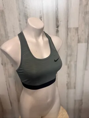 Nike Dri-FIT Racerback Sports Bra Heather Charcoal Grey Swoosh Womens Medium thumbnail 7